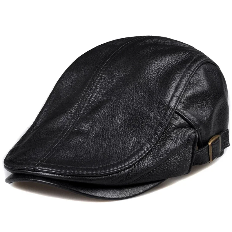 Leather Work Hat - Açık Unisex Hakiki Deri Ördek Gagası