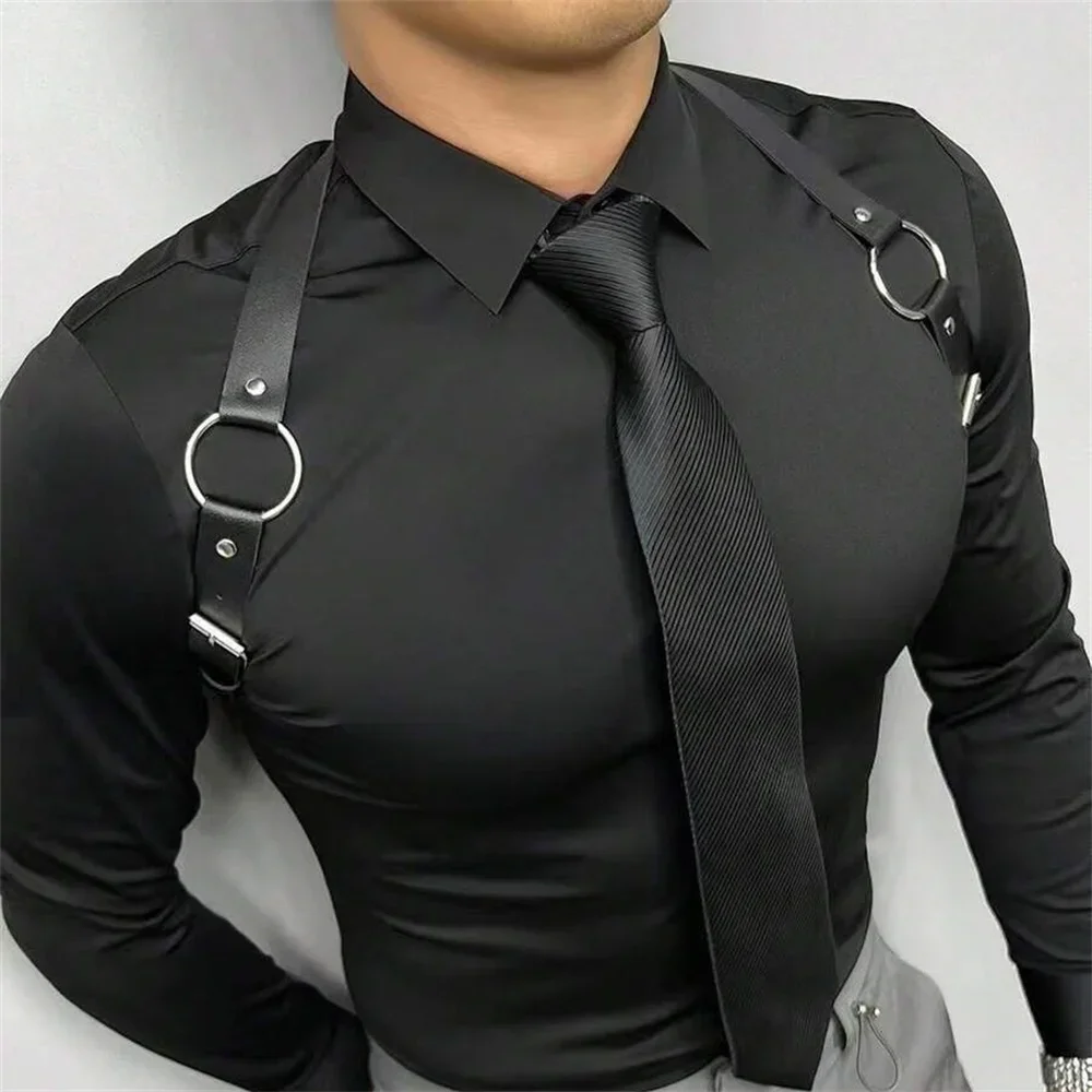 Leather Work Harness - PU Deri Yelek Askısı Askıları Erkekler