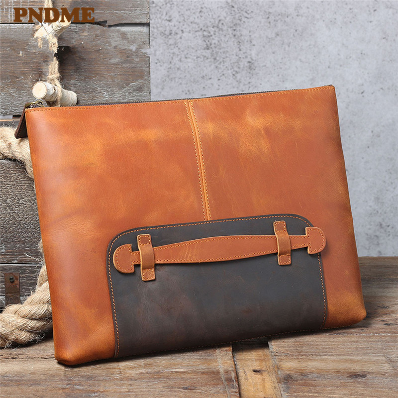 Leather Work Bag Laptop - Vintage el yapımı hakiki deri büyük