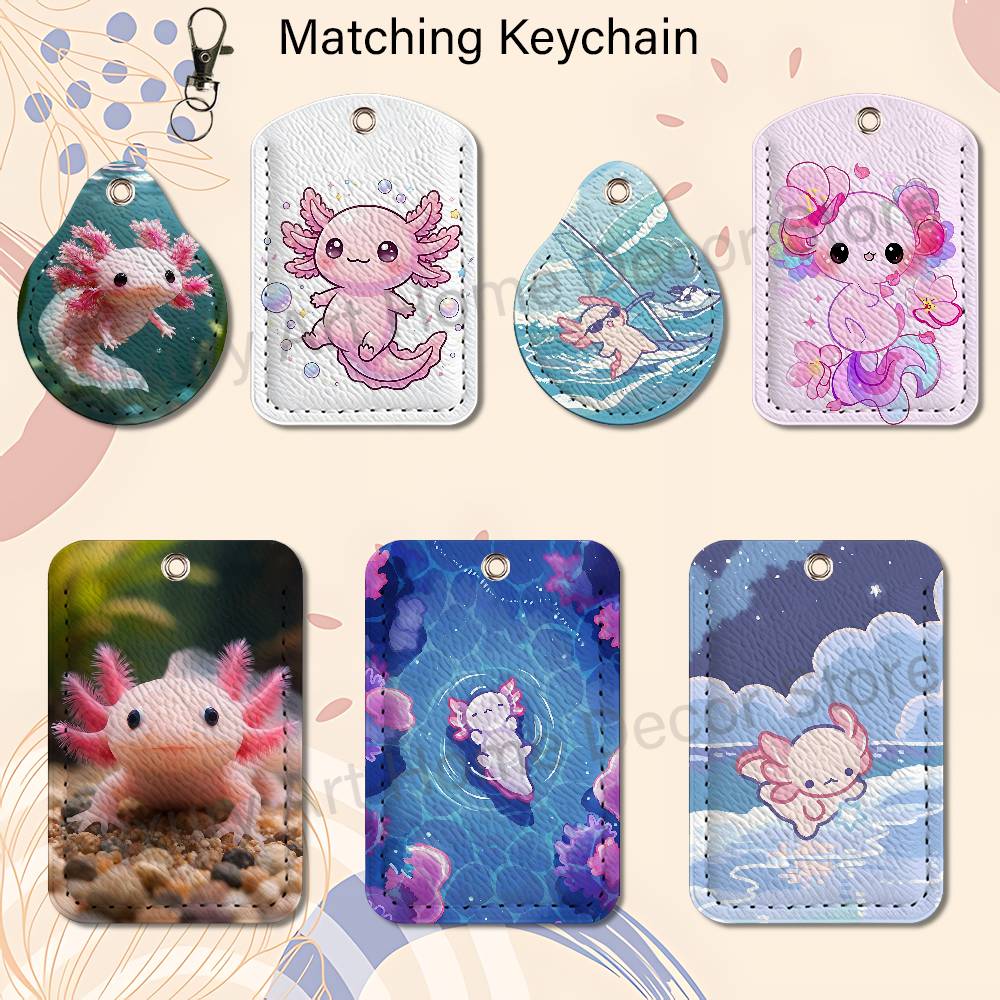 Leather Works - Sevimli pembe A-Axolotl Karikatür Tutucu Anahtarlık