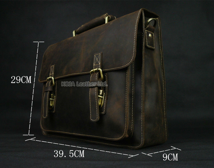 Vintage çılgın at hakiki deri  - Leather Work Bag Laptop incelemesi ve fiyatı