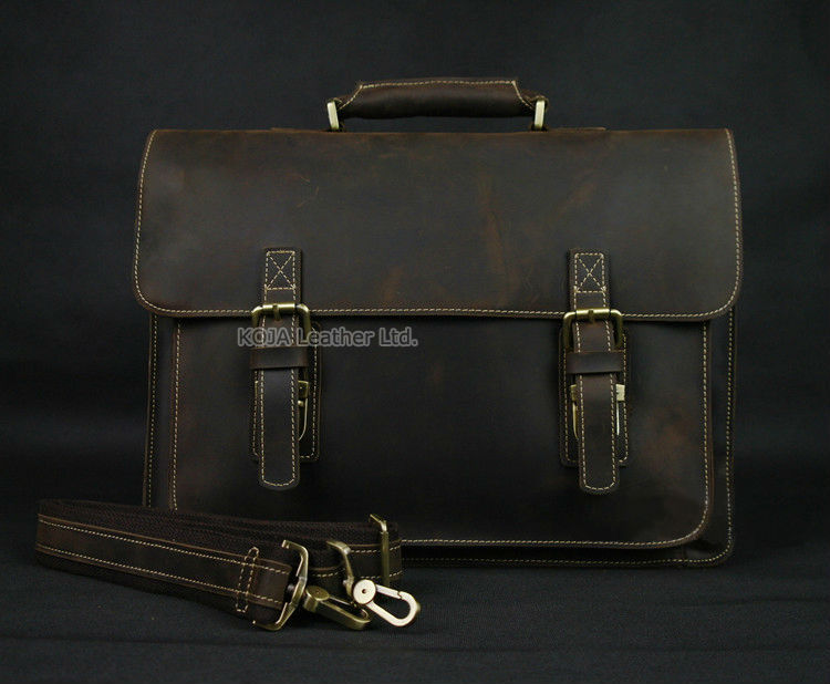 Vintage çılgın at hakiki deri  - Leather Work Bag Laptop incelemesi ve fiyatı